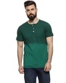 Shop Solid Men's Henley Neck Green Casual Stylish Casual T-Shirt-Front
