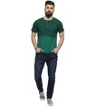 Shop Solid Men's Henley Neck Green Casual Stylish Casual T-Shirt-Full