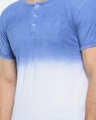 Shop Men's Blue Tie & Dye Henley Neck T-shirt