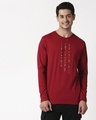 Shop Somewhere on Earth Full Sleeve T-Shirt Cherry Red-Front
