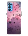 Shop Space Doodles Printed Premium Glass Cover for Oppo Reno 5 Pro (Shock Proof, Lightweight)-Front