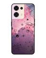 Shop Space Doodles Printed Premium Glass Cover for Oppo Reno8 5G (Shockproof, Light Weight)-Front