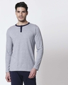 Shop Space Grey Men's Full Sleeve Henley T-Shirt-Front