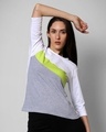 Shop Space Grey Women's 3/4 Sleeve 90's Vibe Asymmetric Three Panel T-Shirt-Design