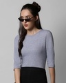 Shop Space Grey Women's 3/4 Sleeve Round Neck T-Shirt