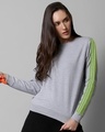 Shop Space Grey Women's Full Sleeve Side Panel Fleece Sweatshirt-Front