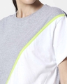 Shop Space Grey Women's Half Sleeve 90's Vibe Asymmetric Three Panel Boyfriend T-Shirt