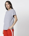 Shop Space Grey Women's Half Sleeve Boyfriend T-Shirt