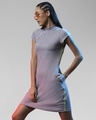 Shop Space Grey Women's Half Sleeve High Neck Pocket Dress-Front