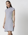 Shop Space Grey Women's Half Sleeve High Neck Pocket Dress-Design