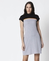 Shop Space Grey Women's Half Sleeve High Neck Two Panel Pocket Dress-Full
