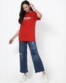 Shop Women's Red Spaced NASA Graphic Printed Oversized T-shirt-Design