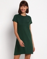 Shop Women's Green Regular Fit T-shirt Dress-Front