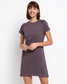 Shop Women's Grey Regular Fit T-shirt Dress-Front