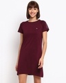 Shop Women's Maroon Regular Fit T-shirt Dress-Front
