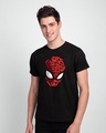 Shop Spiderman Face Half Sleeve T-Shirt (AVL) Black-Front