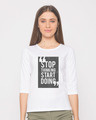 Shop Start Doing Round Neck 3/4th Sleeve T-Shirt-Front