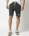 Shop Charcoal Elasticated Shorts-Front