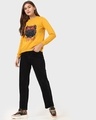 Shop Women's Yellow Stay Away Bear Graphic Printed Fleece Sweatshirt-Full