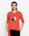 Shop Stay Away Panda 3/4th Sleeve Slim Fit T-Shirt-Front
