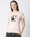 Shop Stay Away Panda Printed Half Sleeve Pink T-shirt-Front
