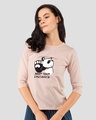 Shop Women's Pink Stay Away Panda Graphic Printed 3/4th Sleeve Slim Fit T-shirt-Front