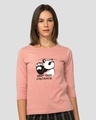 Shop Stay Away Panda Round Neck 3/4 Sleeve T-Shirt Misty Pink-Front