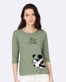 Shop Women's Grey Stay Classy Minnie Graphic Printed 3/4th Sleeve Slim Fit T-shirt-Front