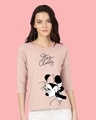 Shop Stay Classy Minnie Round Neck 3/4 Sleeve T-Shirt Baby Pink (DL)-Front