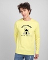 Shop Stay Home And Chill Full Sleeve T-Shirt Pastel Yellow-Front