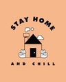 Shop Stay Home And Chill Half Sleeve T-Shirt Apricot Orange-Full