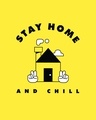 Shop Stay Home And Chill Half Sleeve T-Shirt  Pineapple Yellow-Full