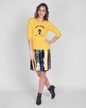 Shop Stay Home And Chill Round Neck 3/4th Sleeve T-Shirt Happy Yellow-Design