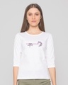 Shop Stay Magical Unicorn Round Neck 3/4 Sleeve T-Shirt White-Front