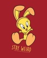 Shop Stay Weird Tweety Half Sleeve T-Shirt (LTL) Bold Red-Full