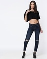 Shop Steel Blue Distressed Mid Rise Stretchable Women's Jeans-Full