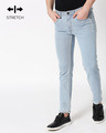 Shop Stone Blue Mid Rise Stretchable Men's Jeans-Front