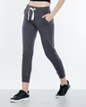 Shop Stone Grey Fleece Joggers-Front