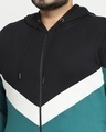 Shop Men's Black & Green Color Block Plus Size Zipper Hoodies