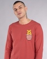 Shop Stripe Pocket Pooh Full Sleeve T-Shirt (DL)-Front