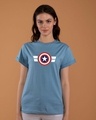Shop Striped Captain America Boyfriend T-Shirt (AVL)-Front