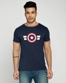 Shop Striped Captain America Crewneck Varsity Rib H/S T-Shirt (AVL)-Multicolor-Front