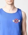 Shop Striped Captain America Printed Badge (AVL) Round Neck Vest-Front
