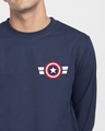 Shop Striped Captain America Printed Badge Fleece Light Sweatshirt (AVL)-Front