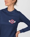 Shop Striped Captain America Printed Badge Fleece Light Sweatshirt (AVL)-Front