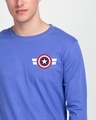 Shop Striped Captain America Printed Badge Full Sleeve T-Shirt (AVL)-Front