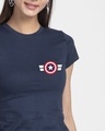 Shop Striped Captain America Printed Badge Half Sleeve T-Shirt (AVL)-Front