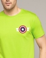 Shop Striped Captain America Printed Badge Half Sleeve T-Shirt (AVL)-Front