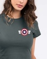 Shop Striped Captain America Printed Badge Round Neck T-Shirt (AVL)-Front