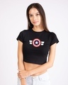 Shop Striped Captain America Round Neck Crop Top T-Shirt (AVL)-Front